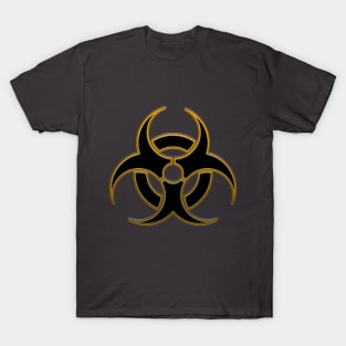 Biohazard Sign, black & gold. T-Shirt